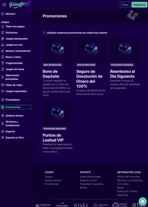 Bonos Paradise 8 Casino